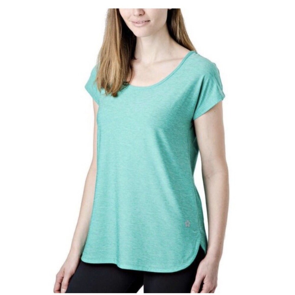 Tuff Athletics Women’s Turquoise Activewear T-Shirt Stretch Scoop Neck S/ M